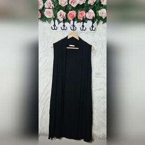 Long Obsidian Drape Vest
